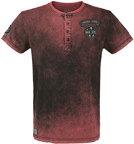 Rock Rebel by EMP Herren rotes Vintage T-Shirt mit Patches
