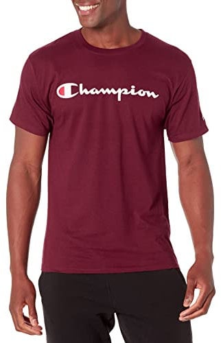 Champion Men's, Classic Graphic, Soft and Comfortable T-Shirts Logo (Reg. Or Big & Tall), Maroon Script, XXL