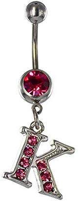 eeddoo Bauchnabel-Piercing Banane Buchstaben Kristalle Silber Edelstahl K