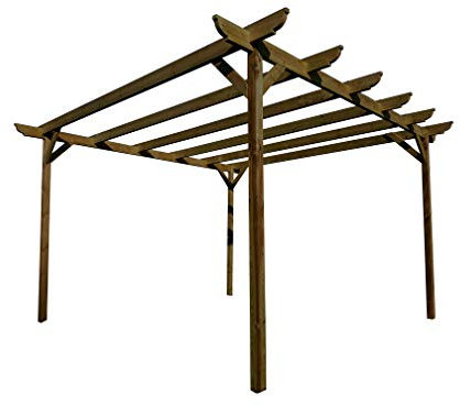 Wooden garden pergola kit - Corbel design rafters (3m x 3m 4 posts, Rustic Brown)