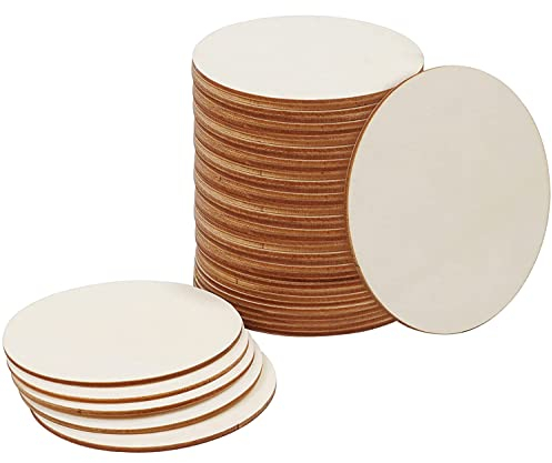 Thiecoc Sperrholz Runde Holzscheiben zum Basteln (30er Pack) - Runde Holzscheiben 10 cm Durchmesser - 2 mm Dick - Natürliche Holzplatte Rund Ausschnitte für Untersetzer & zum Basteln