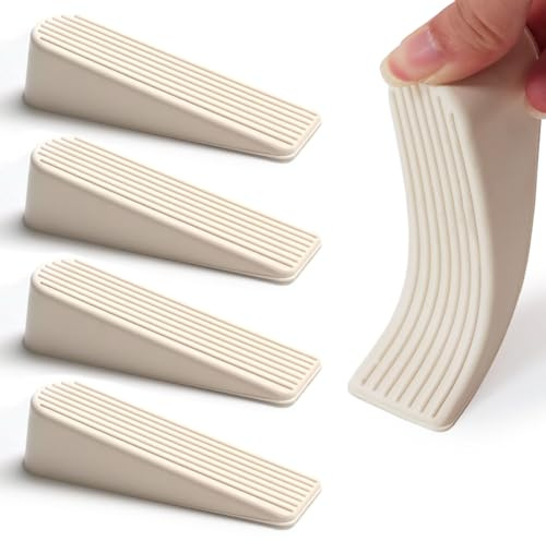 Raanb Rubber Door Stopper Door Stop Wedge Non Scratching Door Holder Small White - Pack of 4