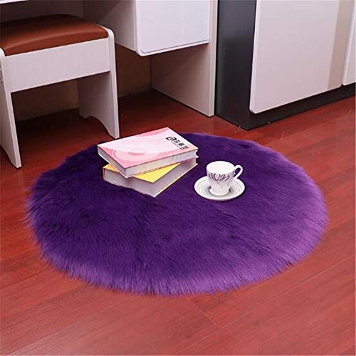 Hava Kolari Lammfell Faux Teppich Schaffell Lammfellimitat Nachahmung Longhair Bettvorleger Fell Wolle Vorleger oder Matte für Stuhl Sofa (60cm,Lila)