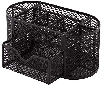 D.RECT Schreibtischorganizer | Stiftehalter Stifteköcher Tisch-Organizer aus Metall | Büroablage mit Zettelhalter Mesh | 350 x 297 x 275 mm Schwarz