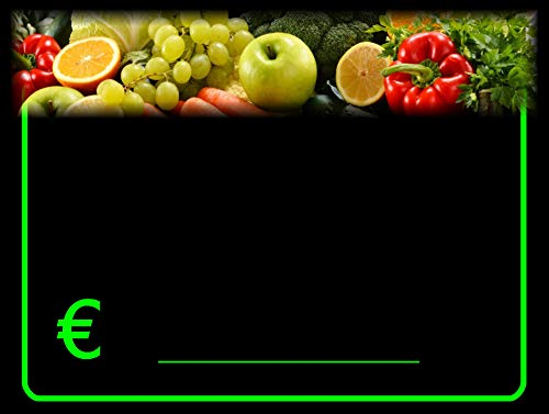 etichettesegnaprezziperalimenti 30 Preisschilder für Obst und Gemüse Plastikkartenhalter Lebensmittelrecht 8,3x11,3 cm