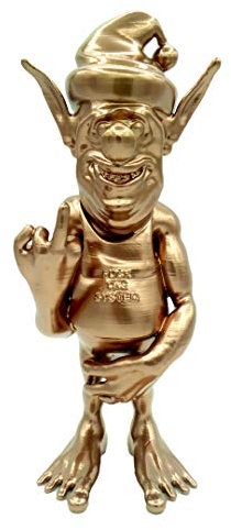 FGS Statue Nain Troll de Jardin Faisant Un Doigt d'honneur cuivré