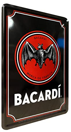 Nostalgic-Art Retro Blechpostkarte, 10 x 14 cm, Bacardi – Logo Black – Geschenk-Idee als Bar-Zubehör, Original Lizenzprodukt (OLP), Postkarte aus Metall, Mini-Blechschild als Grußkarte