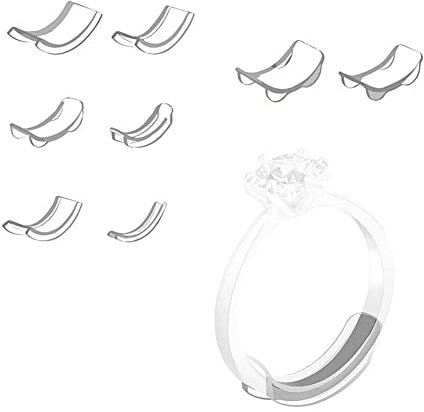 LATRAT 8 Pcs Ajustement de la Taille de la Bague Invisible Transparente en Silicone, Ajusteur de Taille d'anneau Réducteur d'anneau, pour Anneaux lâches Convient à Toutes Les Tailles de Bague