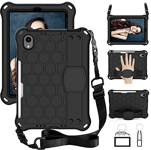 Funda para iPad Mini 6 de 8.3 pulgadas 2021 Tablet Case para niños – EVA duradera y ligera + PC a prueba de golpes, con correa para el hombro