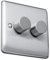 Caradok 400W 2 gang 2way dimmer switch Brushed Chrome, Metal Switch, Grey Insert