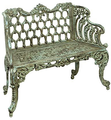 Biscottini Gartenbank 112 x 89 x 48 cm | Bank aus Gusseisen | Gartenbank aus Gusseisen | Gartenbank antik