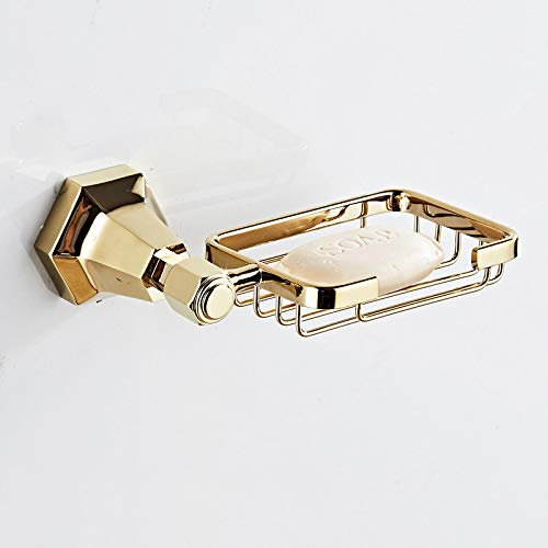 Hensftods Porte-savon mural en laiton finition chromée pour salle de bain Doré