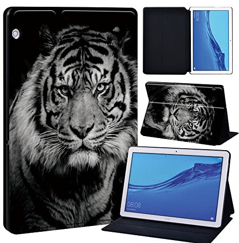 Animal Printed FINDING CASE Fit Huawei MediaPad T3 10 9.6 Leather Cover - PU Flip Leather Smart Lightweight Shell Stand Cover Case for Huawei MediaPad T3 10 9.6 (Tiger)