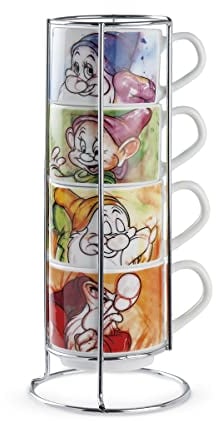 Egan Lot de 4 tasses à café ML 80 7 nains + métal rack, 133002