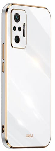 EASSGU [Cadre Galvanisé Coque pour Redmi Note 10 Pro (6.67 inches) Etui de Protection en Silicone TPU - Blanc