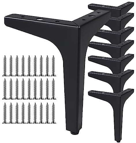 LOLYSIC 8 Pcs Metal Furniture Legs 17cm 6.7 Sofa Legs Triangle Cabinet Feet Replacement DIY Legs Furniture Feet for Chair Cupboard Sofa Couch Cabinet, Black