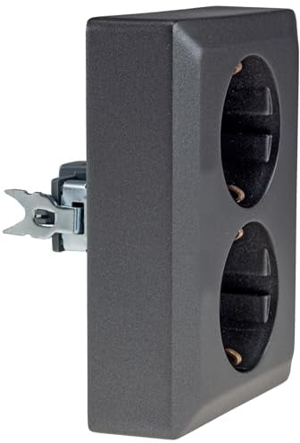 MILOS Schutzkontakt-Steckdose 2-fach Doppel Steckdose 1 auf 2 Unterputz Einbau in einer UP-Dose 250V~/16A Anthrazit