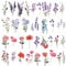 Lot de 15 feuilles de tatouages temporaires pour femme - Aquarelle - Lavande - Faux fleurs - Rose - Tatouage autocollant étanche - Mignon - Pour femmes, adultes, enfants, visage, corps, filles