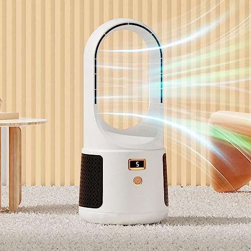 Tower Fan, Circulated Airflow 6 Speed Mode Low Noise Bladeless Floor Standing Fan for Office (White)