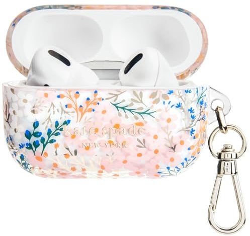 kate spade new york AirPods Pro Protective Case with Keychain Ring - Multi Floral Rose, Compatible with AirPods Pro 2nd / 1st Generation