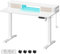 VASAGLE Höhenverstellbarer Schreibtisch elektrisch, 60 x 120 x (72-120) cm, stufenlos verstellbar, mit Monitorständer, Steckdosenleiste, Haken, Memory-Funktion, wolkenweiß LSD182W01
