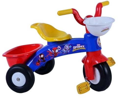 Triciclo primo passi Spidey con cestino e portagiochi per bambini a partire da 1 anno di età