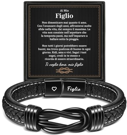 YELUWA Sohn Geschenk von Mama, Armband für Meinen Sohn mit Gravur Sohn, Sohn Armband von Mama Papa, Geschenke für Teenager Jungen, 18. Geburtstag Junge, Herren Lederarmband Mutmacher Geschenk IT