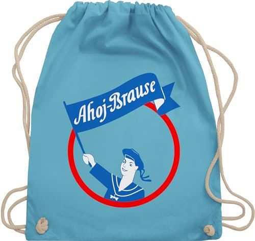 Turnbeutel Rucksack - Karneval & Fasching - Taschen - Ahoj Brause Kostüm Ahoj-Brause Verkleidung - Unisize - Hellblau - karnevalstaschen fasching- stoff wurftasche carnevale beutel