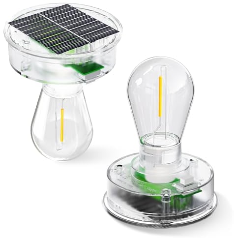 BUCASA 2 Piezas Luz Solar Exterior Jardin Repuesto, 8cm Lampara Solar Superior de Reemplazo con Bombilla LED Brillante, Cubierta de Reemplazo Transparente Panel Solar para Farolillos Solares Exterior