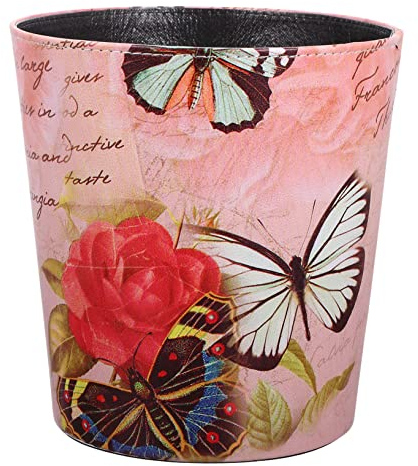 PRETYZOOM Poubelle Art Mural En Métal Corbeille Décorative Compost D'intérieur Cuisine Ordures Corbeille à Papier Vintage Corbeille Avec Couvercle Petit Panier à Linge Bureau Grande Cuir