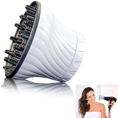 SLTAXAR Difusor Universal Para Secador Difusor Para Secador de Pelo Rulos Difusor Pelo Rizado Blanco Para Pelo Rizado u Ondulado Difusor de Secador de Pelo Seca Más Rapido, Ajustable 1.4-3in