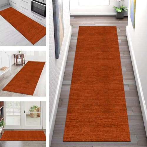 Teppich Läufer Küche Flur Korridor Teppichläufer Rutschfest Waschbar Lang Küchenteppich Meterware Flurteppich Küchenläufer Rot-orange 3D 80X150CM Teppichmatten Dauerhaft Schlafzimmer Wohnzimmer