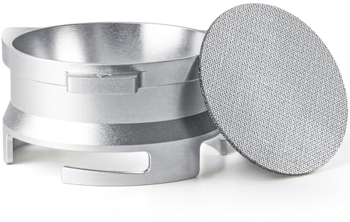 54mm Dosing Funnel and Puck Screen Set, Espresso Coffee Accessrioes Aluminum Metal for Sage Delonghi Portafilter, Silver