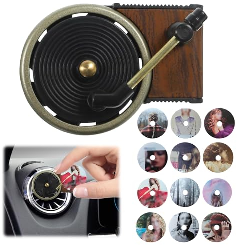 VAVICRAP Auto-Lufterfrischer Schallplattenspieler Auto Retro Vinyl Record Auto Air Vent Duft Geruch Diffusor Autoduft Diffusoren Plattenspieler Auto Dekor Music Gifts für Singer Fans Autozubehör