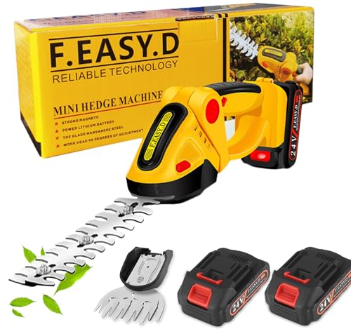 Tijera Cortacésped y Arreglasetos 2 en 1, Corta Setos Jardin Electrico Bateria Cortacetos Electrico 24V con 2 Cuchillas, Tijeras Arreglaseto Ancho de Corte 60 mm, 132mm, Herramienta para Jardín
