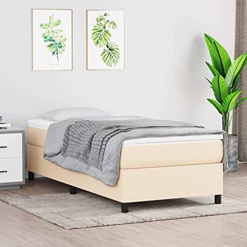 ZEYUAN Boxspringbett Creme 90x200 cm Stoff, Bett, Bettgestell, Jugendbett, Schlafzimmer Bett, Schlafzimmer Komplett, Bed Fram 3120835