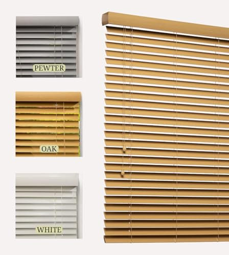 Lister Cartwright Woodgrain Fauxwood Venetian Blinds for Windows 50mm – Trimmable, Easy Fit Curtains, Child Safe – Durable Home & Office Blind(Oak, 145 W x 120 H cm)