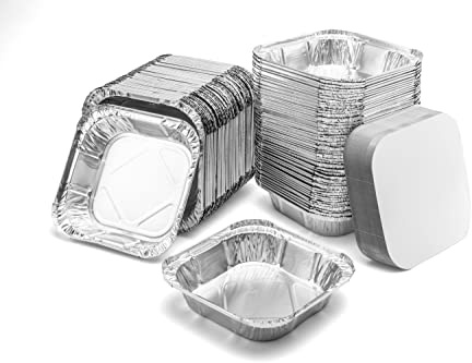 Miamex Lot de 100 Barquettes en Aluminium Jetables avec Couvercle pour Transport de Nourriture - Congélation - Cuisson (500ml)