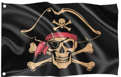 Piratenflagge / 60x40 cm / 23,6x15,7 Inch/Wetterfest mit Ösen/Outdoor und Indoor/Fahne für Fahnenmast /100% Polyester (Totenkopf 1 (Size S))