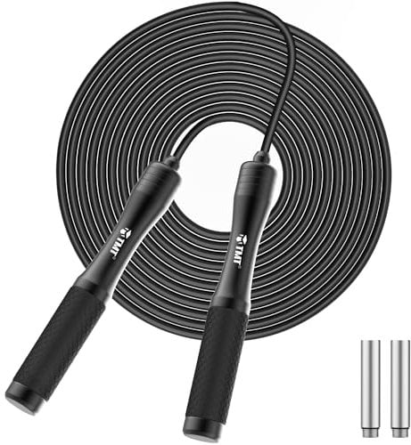 OWill Jump Rope Adult Fitness Weighted Skipping Rope with 100 G Removable Weight Blocks, Adjustable Length Jumping Rope for Fat Burning Workout Boxing Fitness