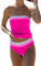 Beachsissi Tankini da donna con controllo della pancia, tinta unita, senza spalline, colori assortiti, Rosa scuro, M