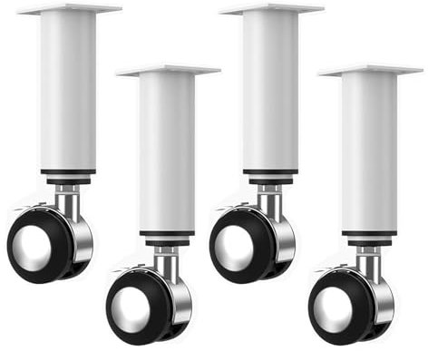 DSWZLQDXB 4 Stück Möbelfüße mit Rollen mit Bremsen Teleskopische Kabinettfüße Stahl Mobile Tischbeine,Metall verstellbar TischBeine Bett Schrank Sofa Beine Ersatzkabinettfüße