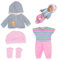 Dhqkqg Puppenkleider Set, 5pc Kleidung Outfits FüR Baby Puppen, SüßE Puppenkleidung Set Geschenk, Mit Mantel Bluse Hosen Hut Und Socken Geschenk FüR Kinder, FüR 36-43cm Born Baby Puppen (Keine Puppe)