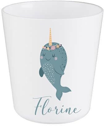 Gobelet Enfant Personnalisé Narval Licorne des Mers – Gobelet Incassable 230ml Sans BPA – Tasse Prénom École ou Crèche – Cadeau Rentrée Scolaire Fille