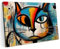 Printonia Leinwandbild m Bild auf Leinwand 100x70 Katze abstrakte Tiere Kunst Wald wie Klimt Neon
