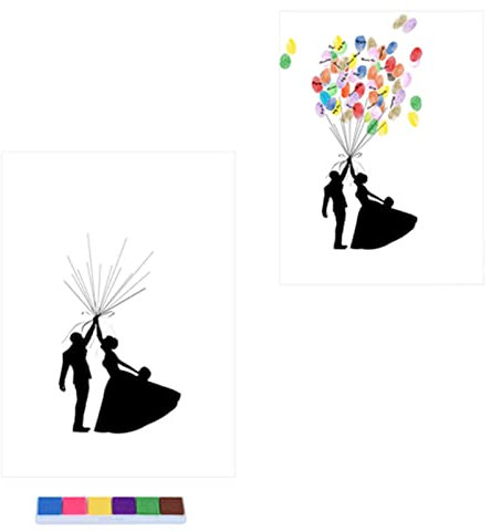 Acouto Hochzeits-Fingerabdruck-Baum, Gästebuch, Leinwand-Malerei, Heimdekoration mit Stempelkissen für Hochzeit, Geburtstag, Party, 30 x 40 cm