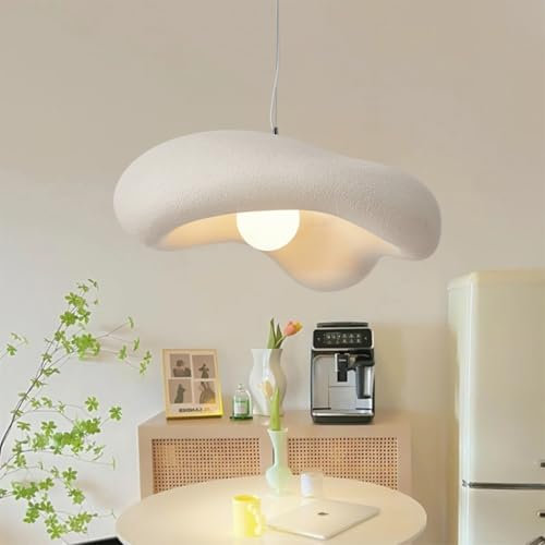 HEYUN Moderne Pendelleuchte Kreative Einzigartig Hängeleuchte Wabi-Sabi-Stil E27 Kronleuchter Esstisch Hängeleuchte Innenbeleuchtung Verstellbare Heimdekoration Für Esszimmer Küche Inselleuchte(Beige)