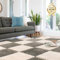 4 pc Soft Fluffy Interlocking 30x30cm Square Foam Tiles, 35mm Thick Plush Puzzle Floor Mat in Beige/Gray for Bedroom/Parlor