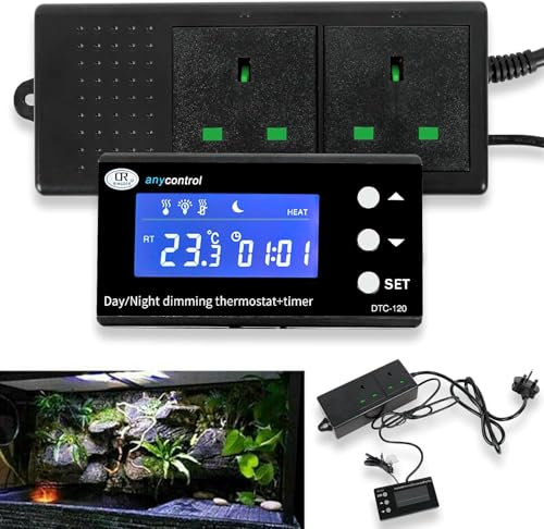 Thermostat Reptile, contrôleur de Chauffage et température de Refroidissement à LED numérique pour Serpent, lézard, Tortue, Vivarium et Autres Reptiles
