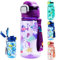 MHwan Trinkflasche Kinder, 600ml, Robust, Bruchsichere, Auslaufsicher, Doppeltes Trinkschnabel-Design für Strohhalm und Direktes Trinken, BPA-Frei, Schöne Tragbare Kinder Wasserflasche